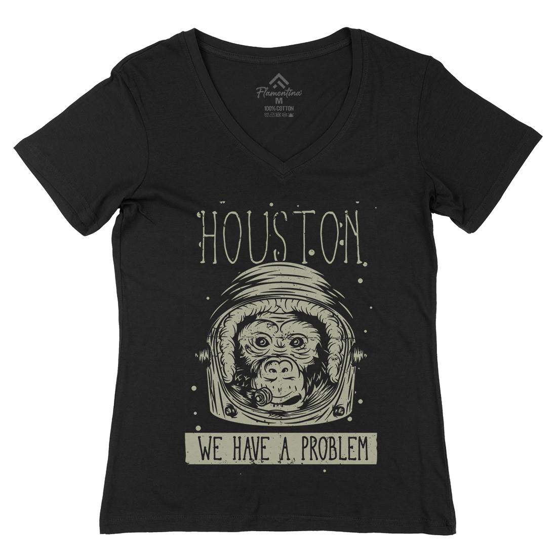 Monkey Womens Organic V-Neck T-Shirt Animals B309