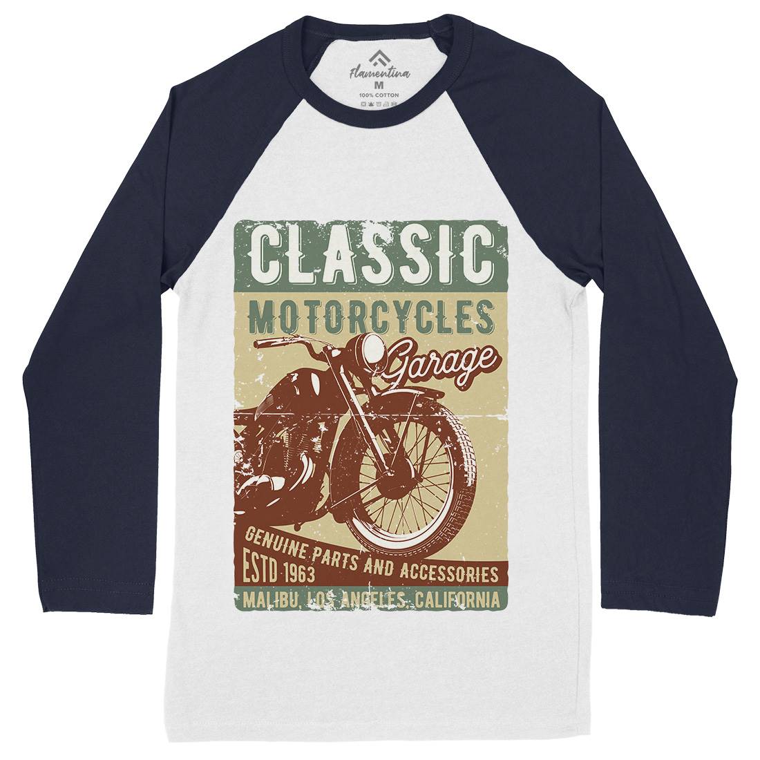 Motor Mens Long Sleeve Baseball T-Shirt Motorcycles B310