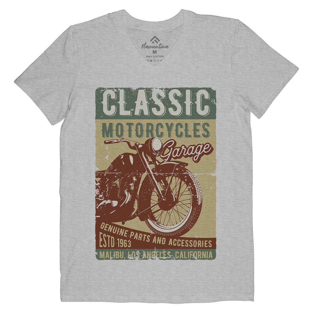 Motor Mens Organic V-Neck T-Shirt Motorcycles B310