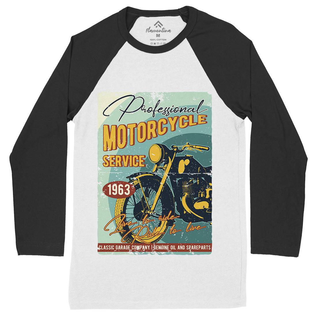 Motor Mens Long Sleeve Baseball T-Shirt Motorcycles B311