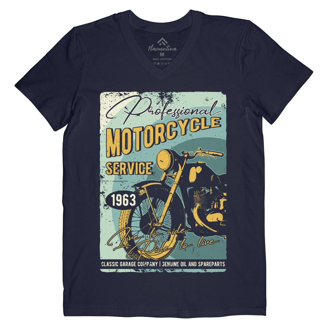 Motor Mens Organic V-Neck T-Shirt Motorcycles B311