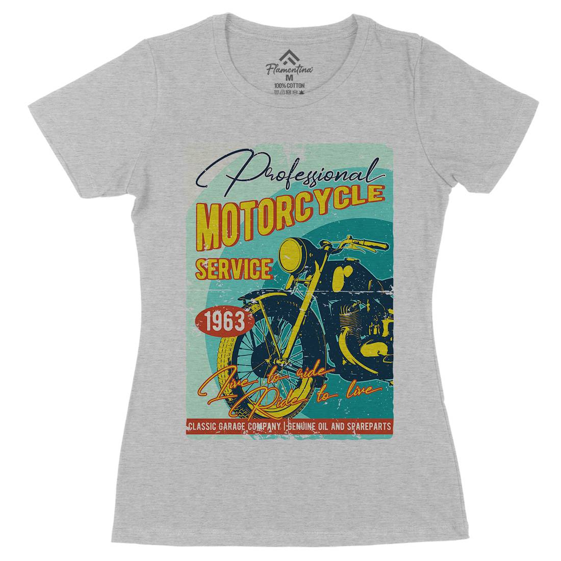 Motor Womens Organic Crew Neck T-Shirt Motorcycles B311