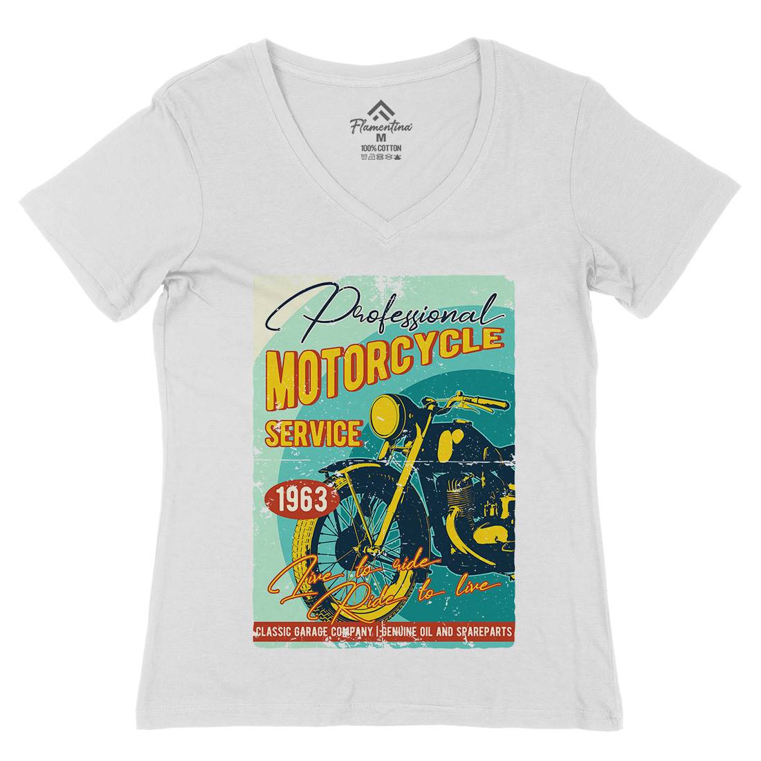 Motor Womens Organic V-Neck T-Shirt Motorcycles B311