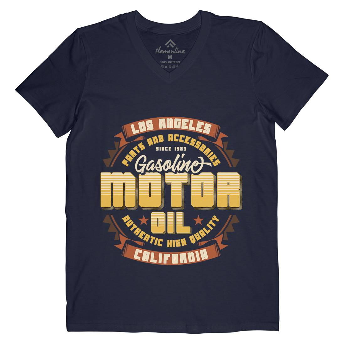 Motor Oil Mens Organic V-Neck T-Shirt Motorcycles B312