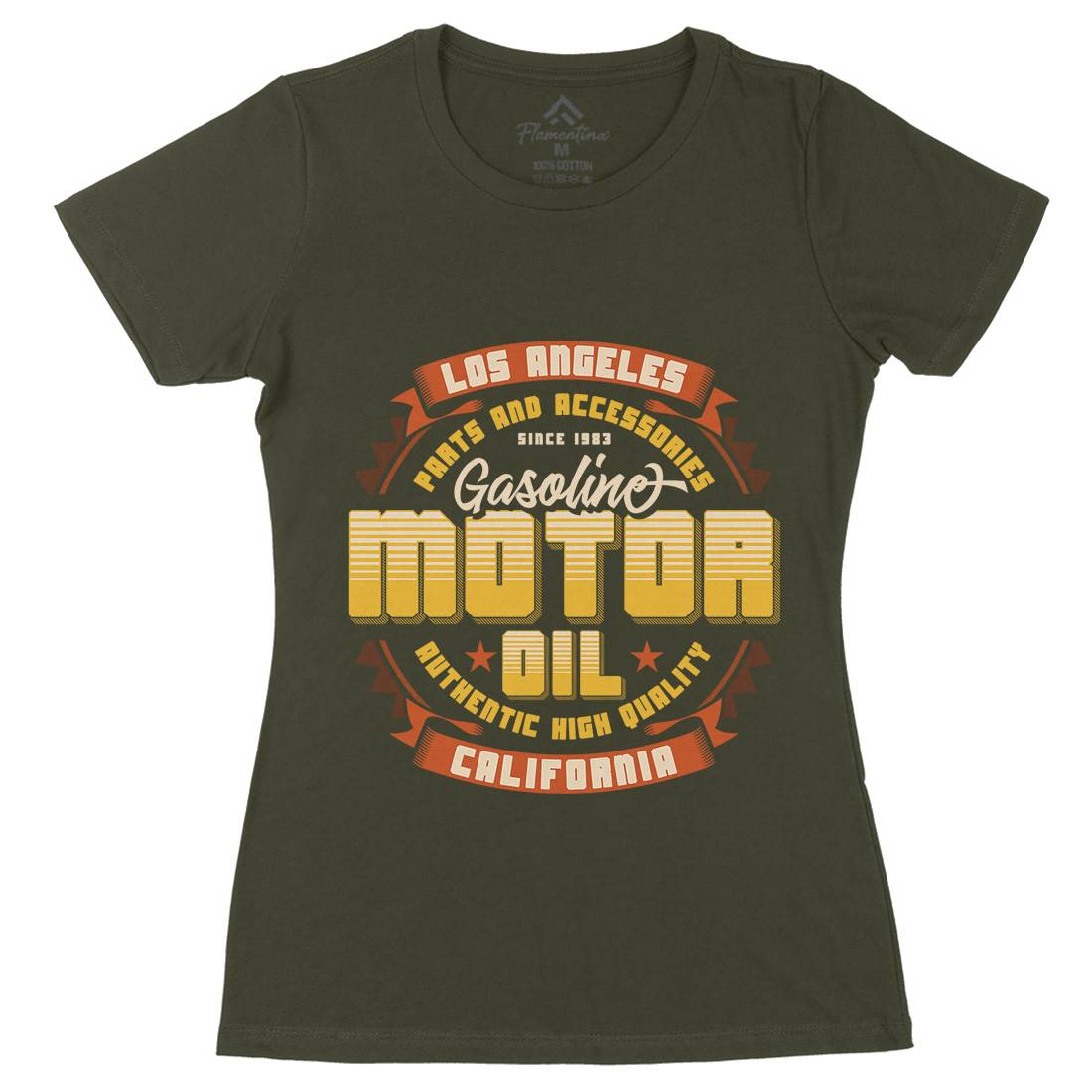 Motor Oil Womens Organic Crew Neck T-Shirt Motorcycles B312