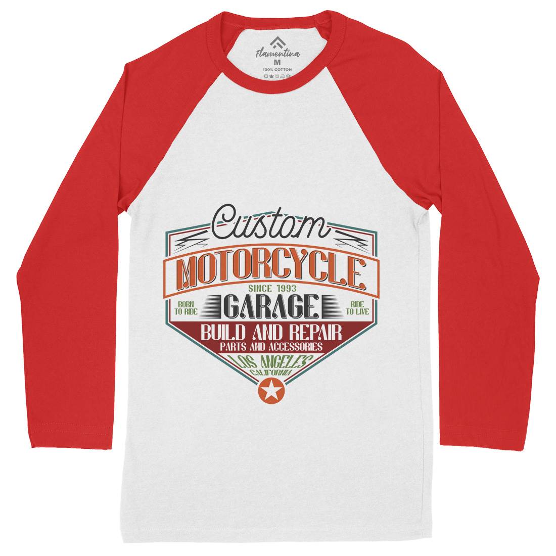 Custom Mens Long Sleeve Baseball T-Shirt Motorcycles B313