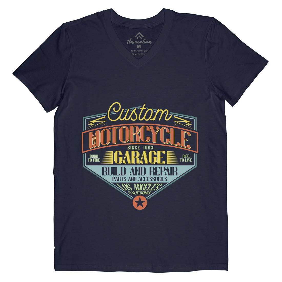 Custom Mens Organic V-Neck T-Shirt Motorcycles B313