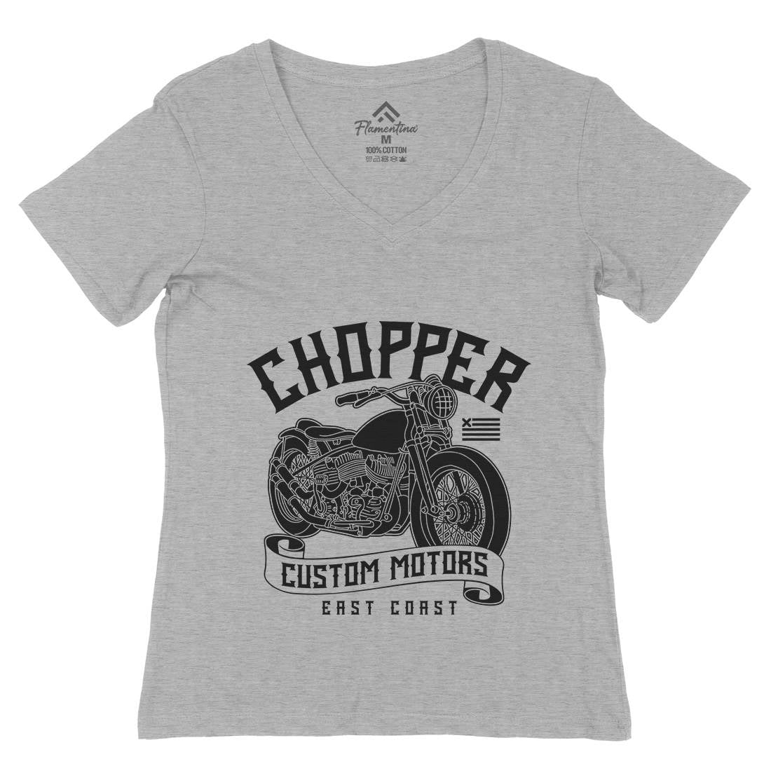 Chopper Womens Organic V-Neck T-Shirt Motorcycles B314