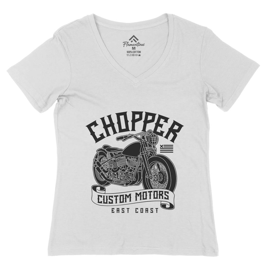 Chopper Womens Organic V-Neck T-Shirt Motorcycles B314