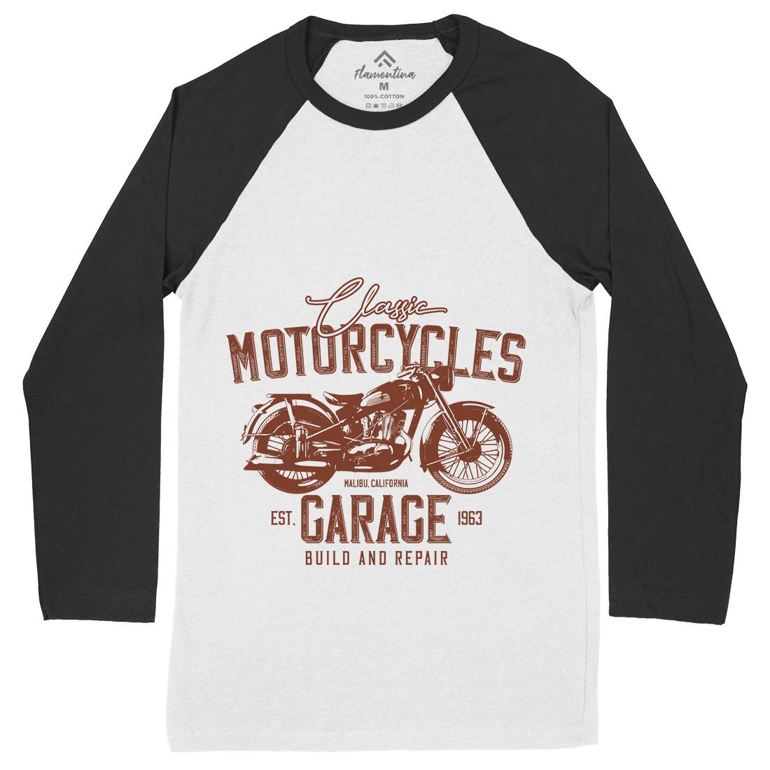 Garage Mens Long Sleeve Baseball T-Shirt Motorcycles B315