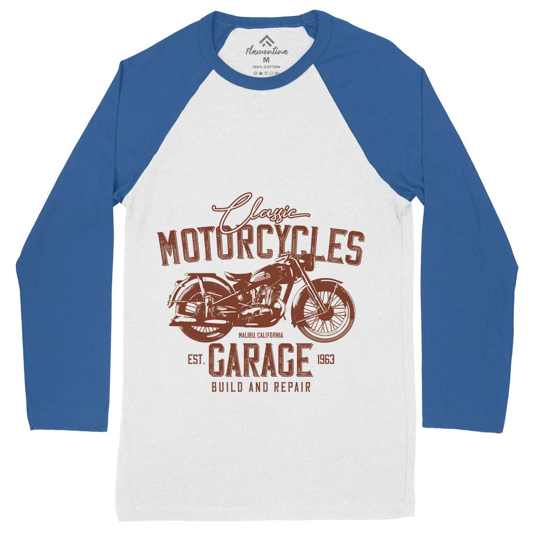 Garage Mens Long Sleeve Baseball T-Shirt Motorcycles B315