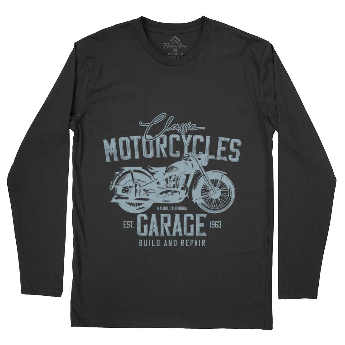 Garage Mens Long Sleeve T-Shirt Motorcycles B315