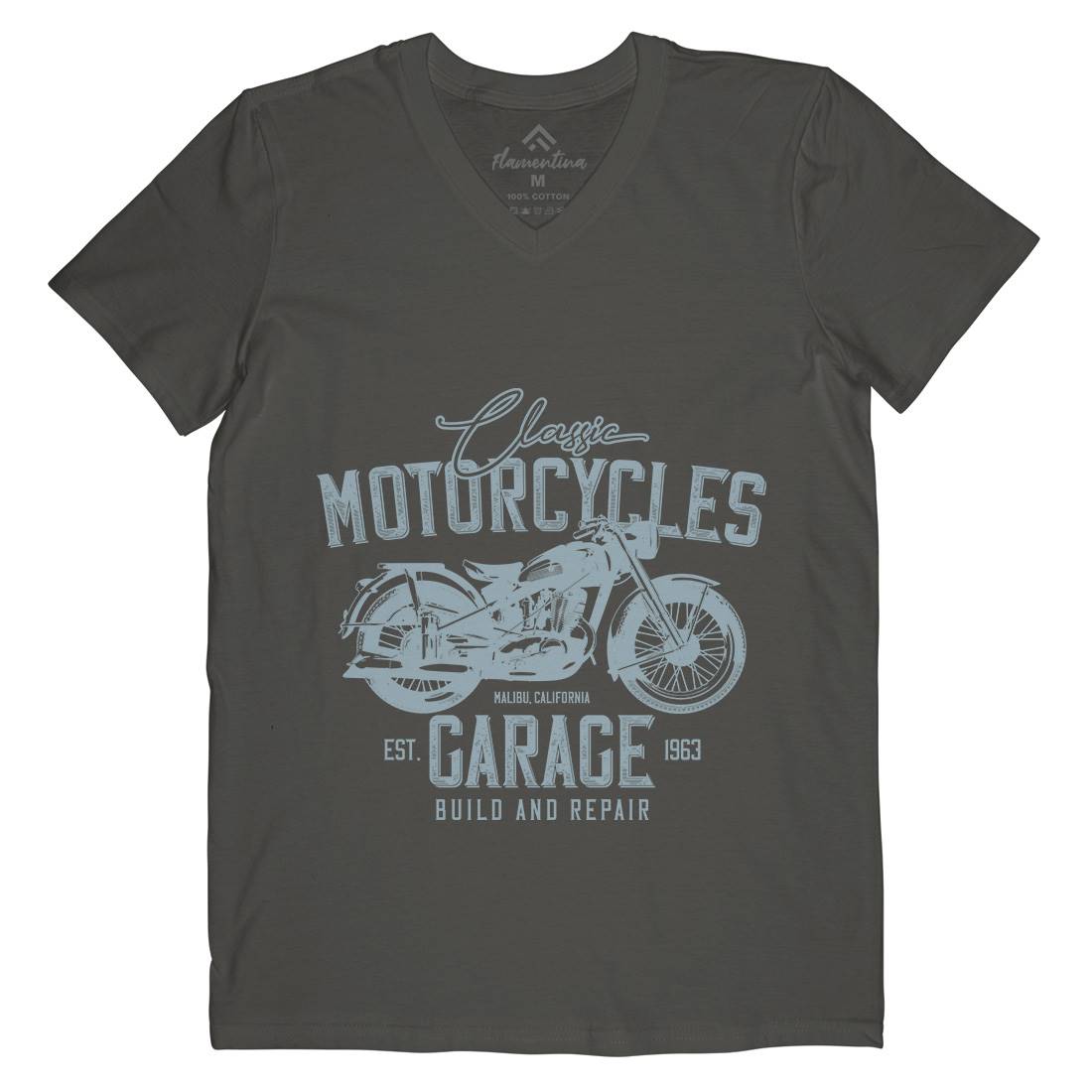 Garage Mens V-Neck T-Shirt Motorcycles B315