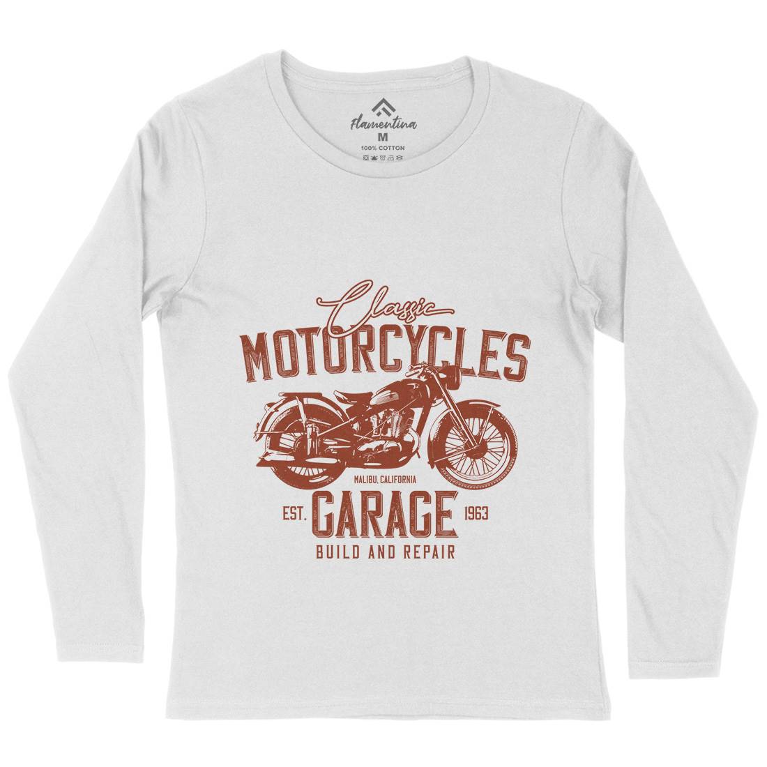 Garage Womens Long Sleeve T-Shirt Motorcycles B315