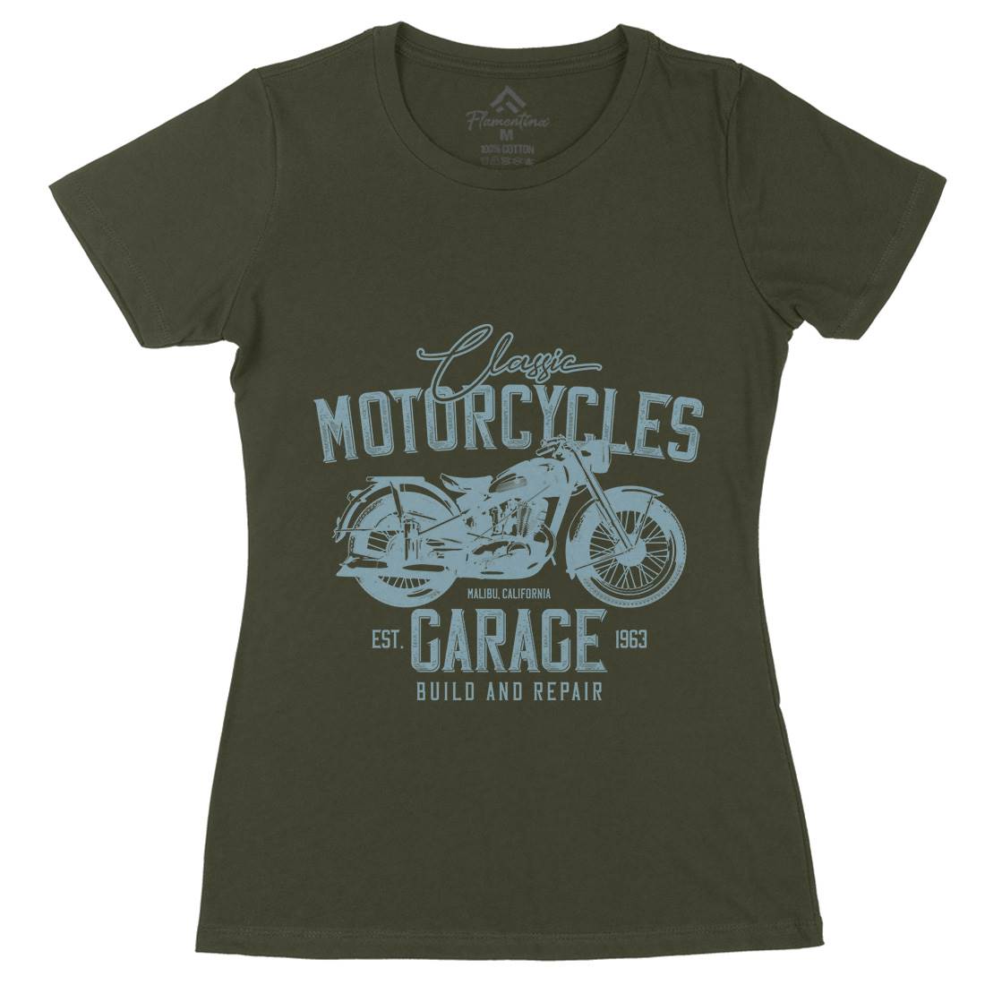 Garage Womens Organic Crew Neck T-Shirt Motorcycles B315