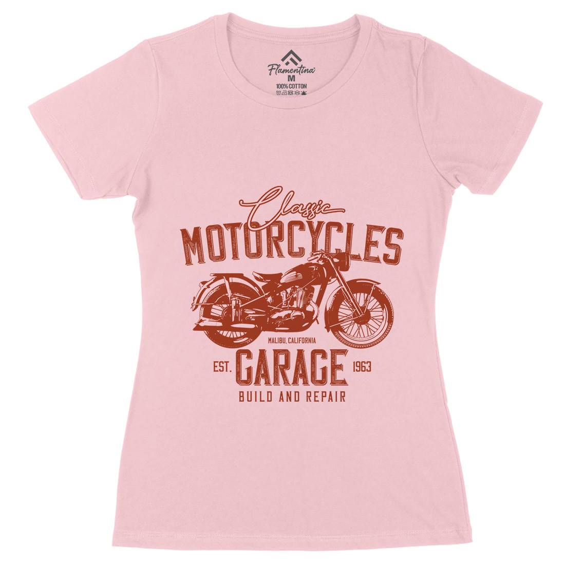 Garage Womens Organic Crew Neck T-Shirt Motorcycles B315