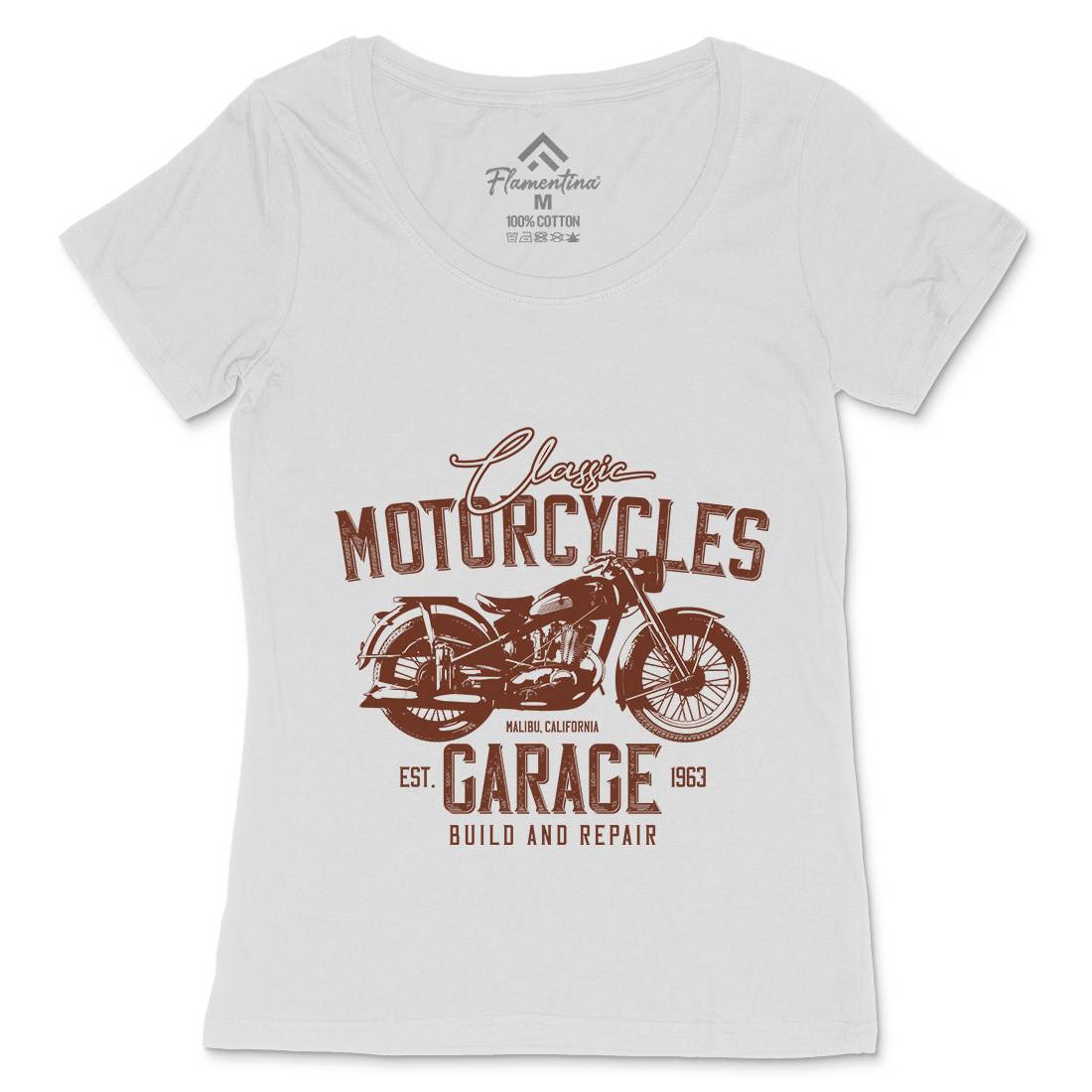 Garage Womens Scoop Neck T-Shirt Motorcycles B315