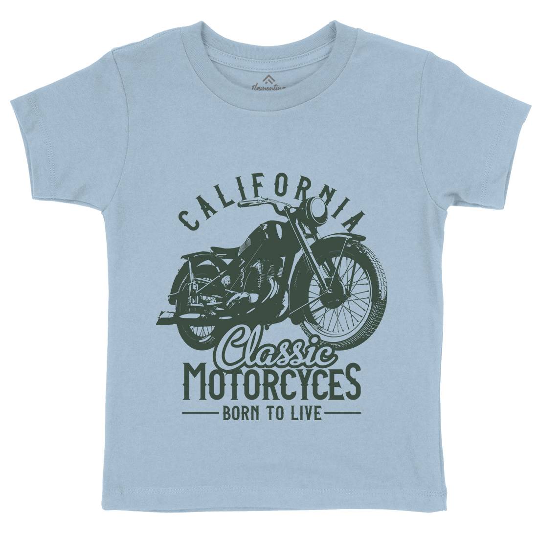 California Kids Organic Crew Neck T-Shirt Motorcycles B316