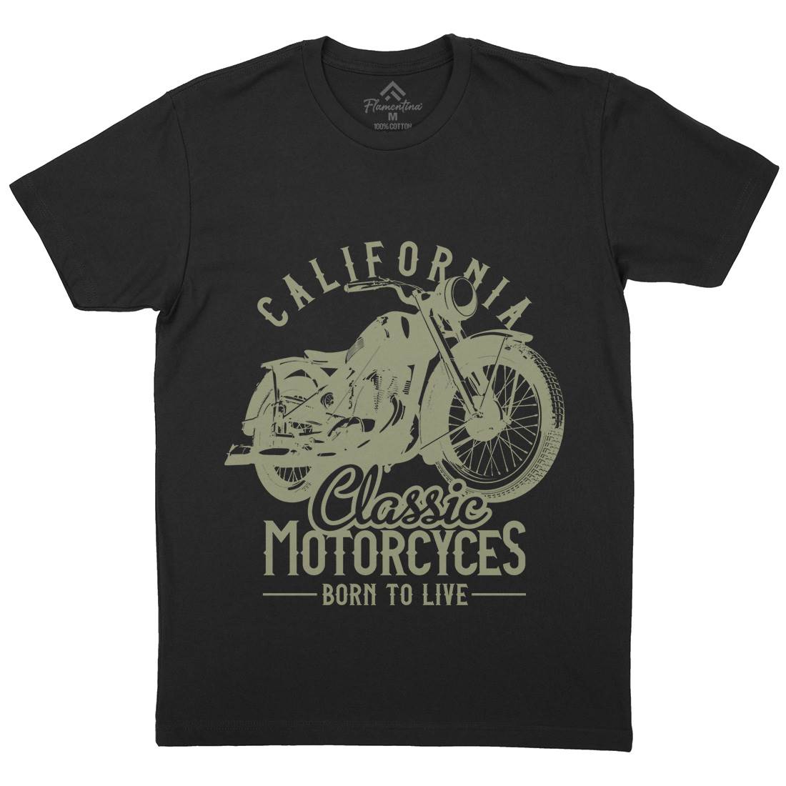 California Mens Crew Neck T-Shirt Motorcycles B316