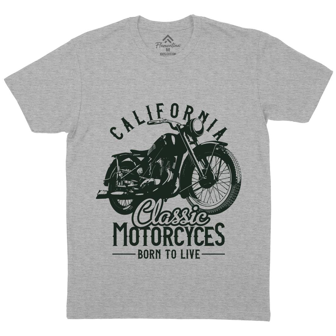 California Mens Organic Crew Neck T-Shirt Motorcycles B316