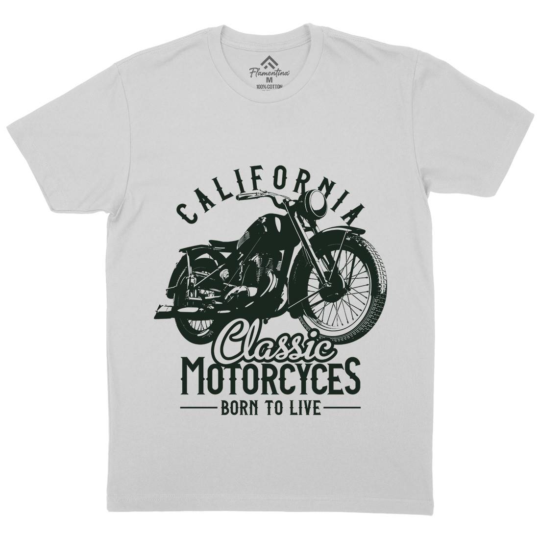 California Mens Crew Neck T-Shirt Motorcycles B316
