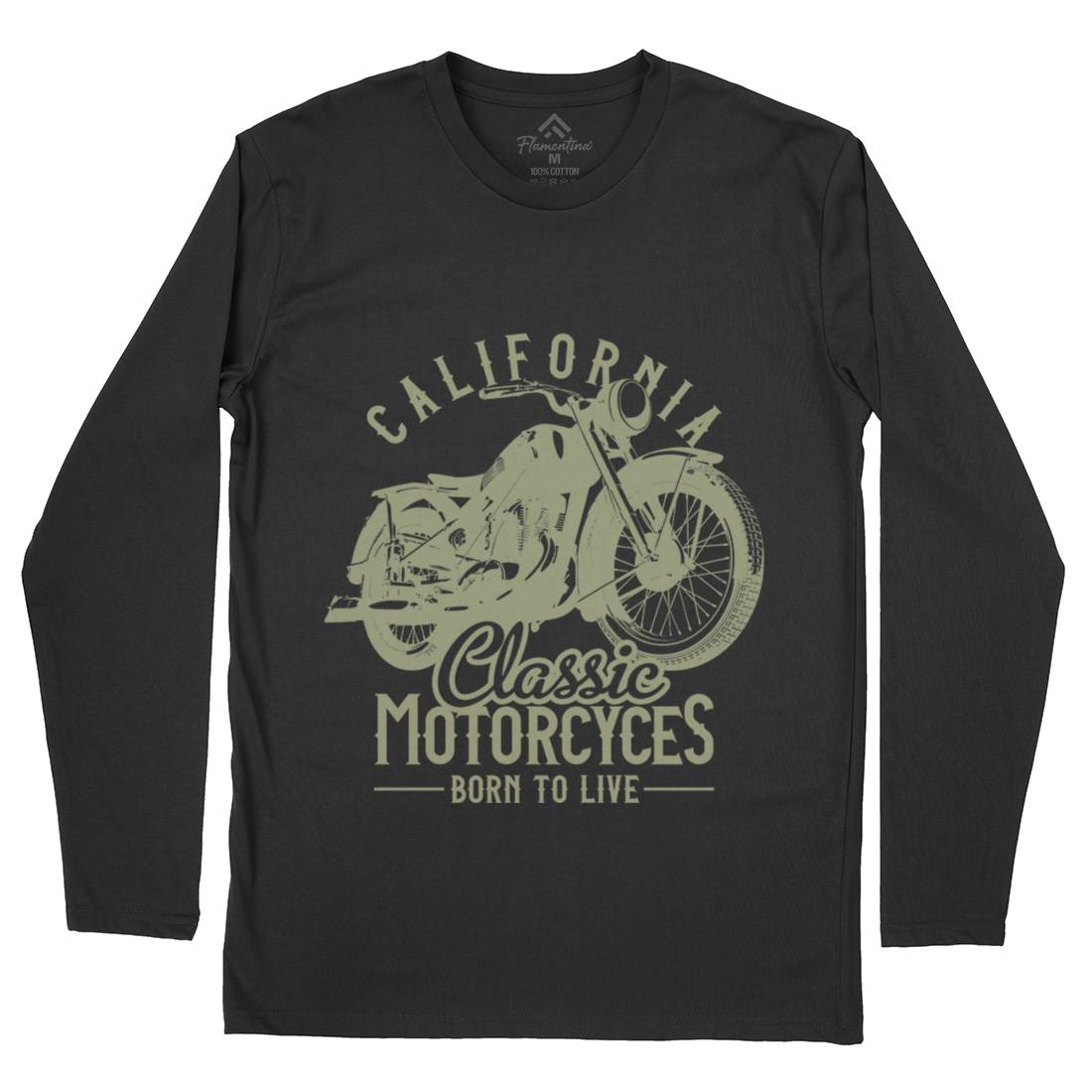 California Mens Long Sleeve T-Shirt Motorcycles B316