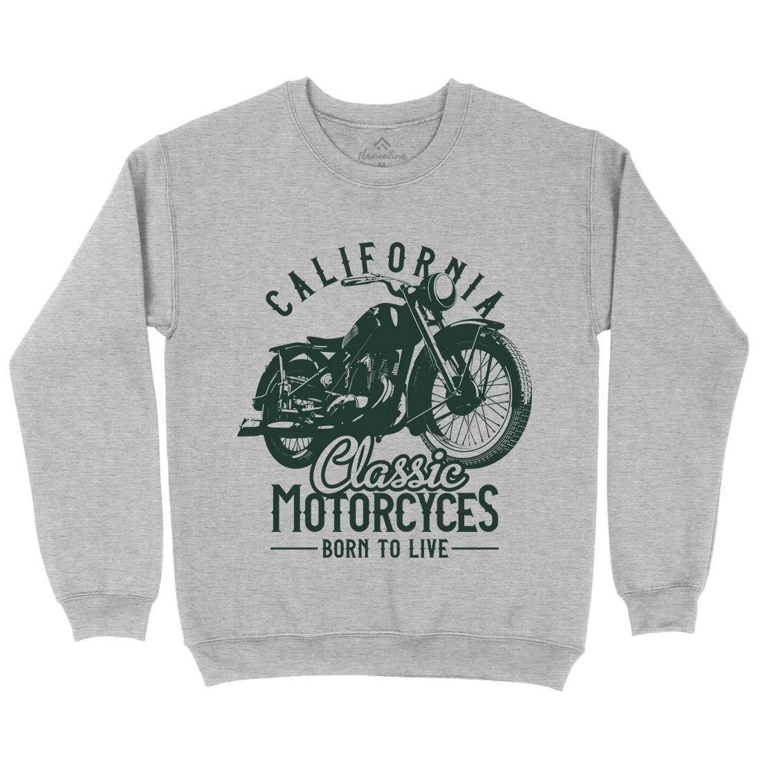 California Mens Crew Neck Sweatshirt Motorcycles B316