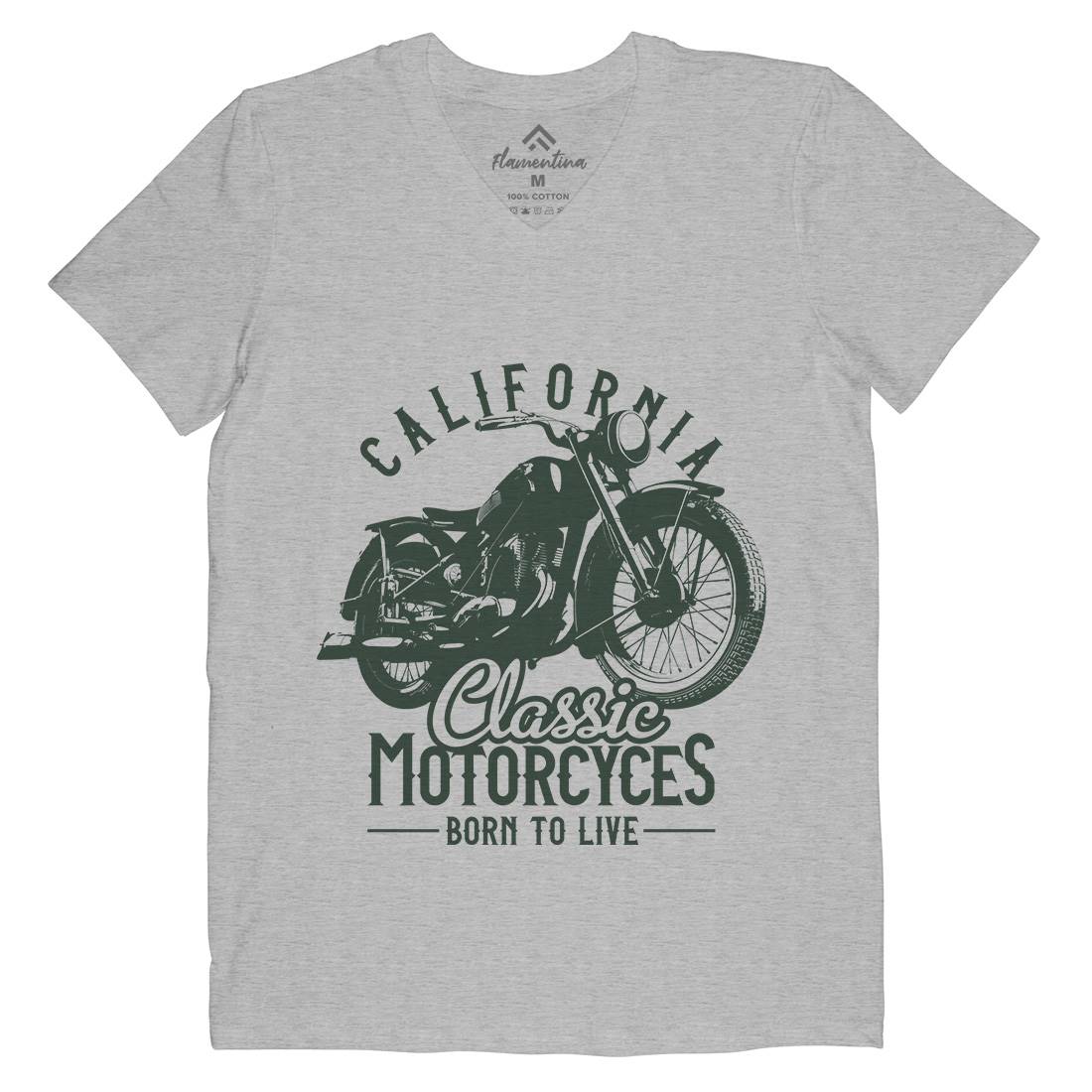 California Mens V-Neck T-Shirt Motorcycles B316