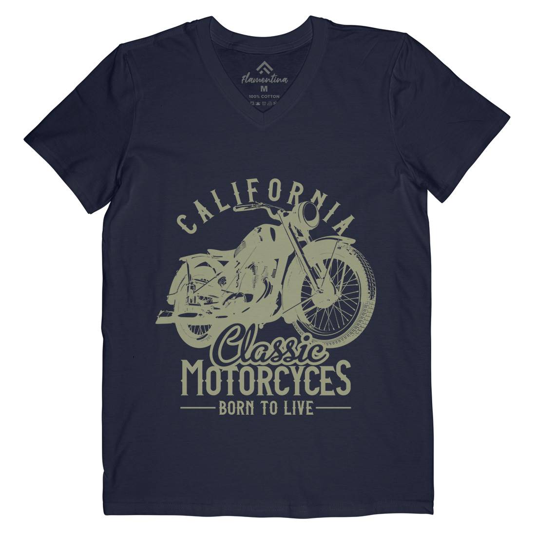 California Mens Organic V-Neck T-Shirt Motorcycles B316