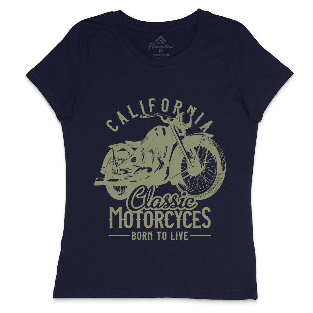 California Womens Crew Neck T-Shirt Motorcycles B316
