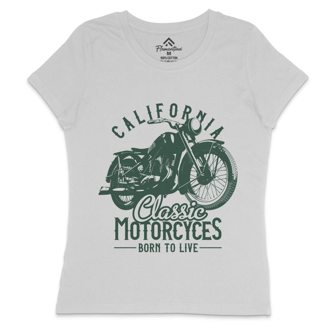 California Womens Crew Neck T-Shirt Motorcycles B316