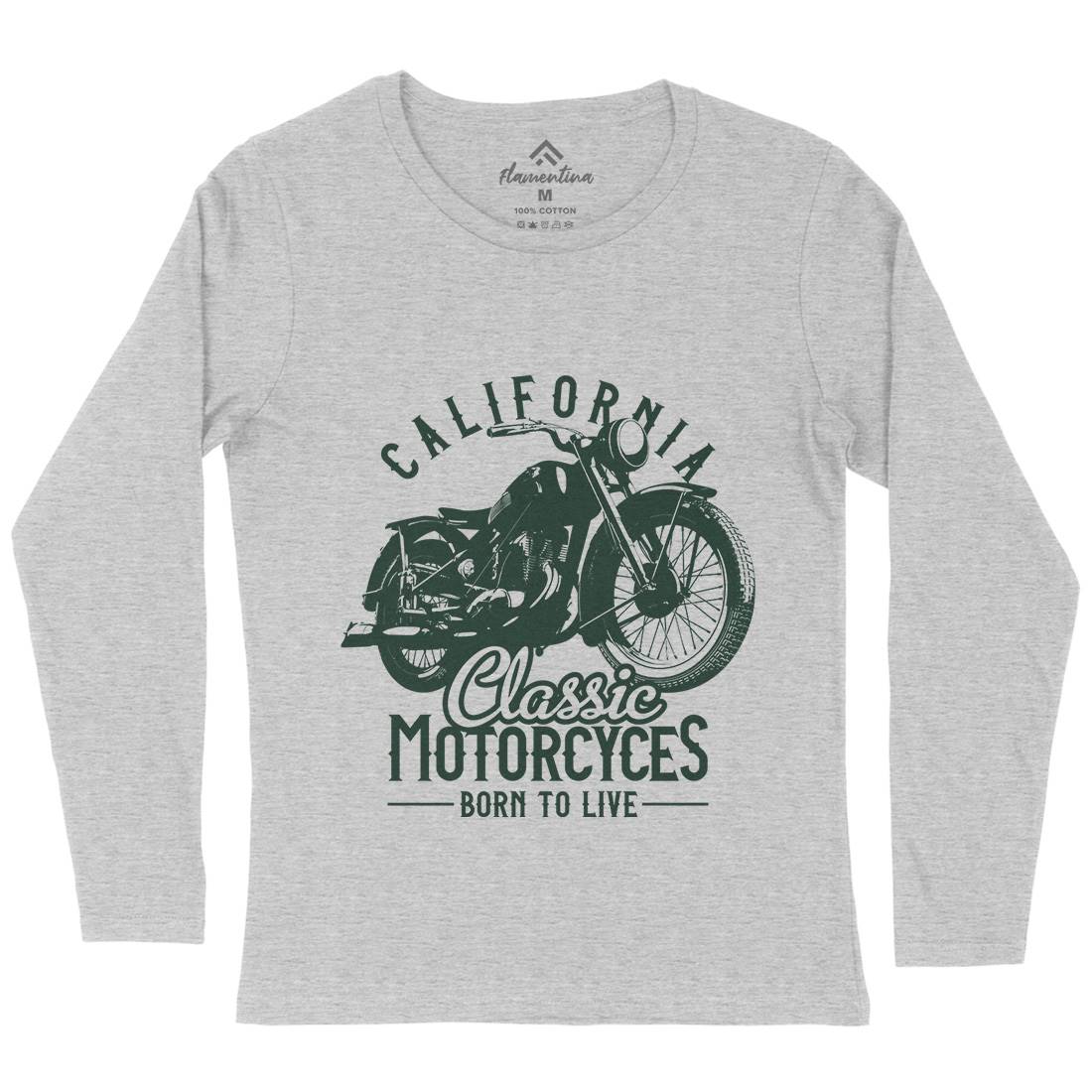 California Womens Long Sleeve T-Shirt Motorcycles B316