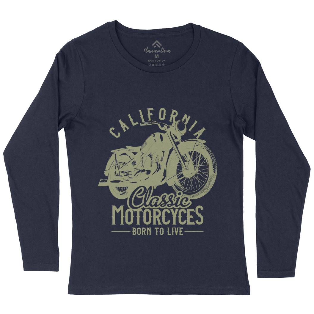 California Womens Long Sleeve T-Shirt Motorcycles B316