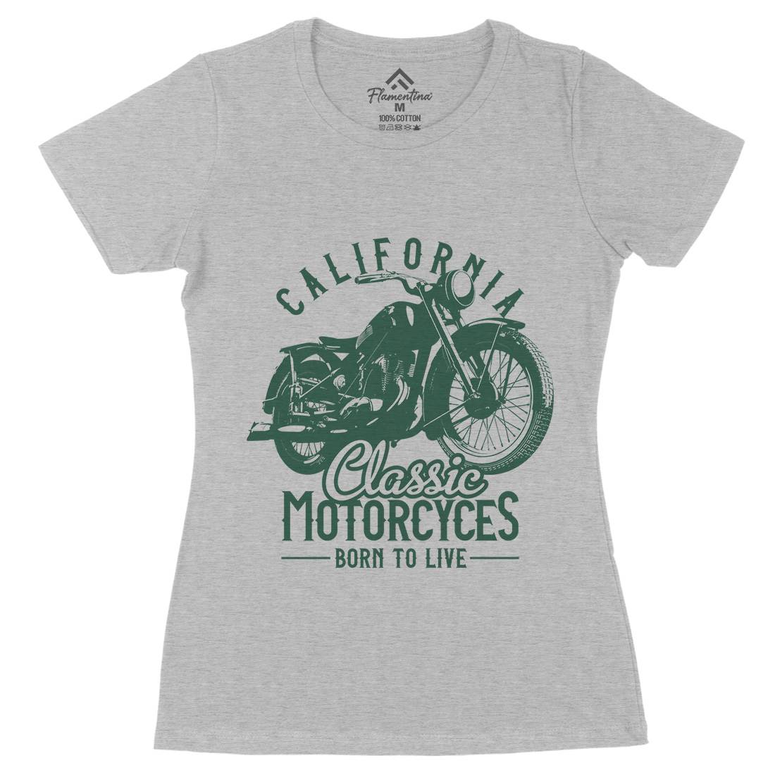 California Womens Organic Crew Neck T-Shirt Motorcycles B316