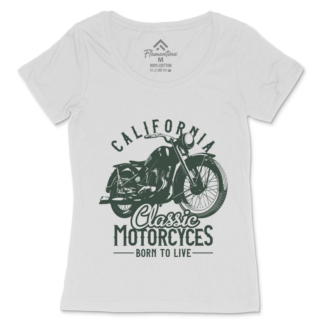 California Womens Scoop Neck T-Shirt Motorcycles B316