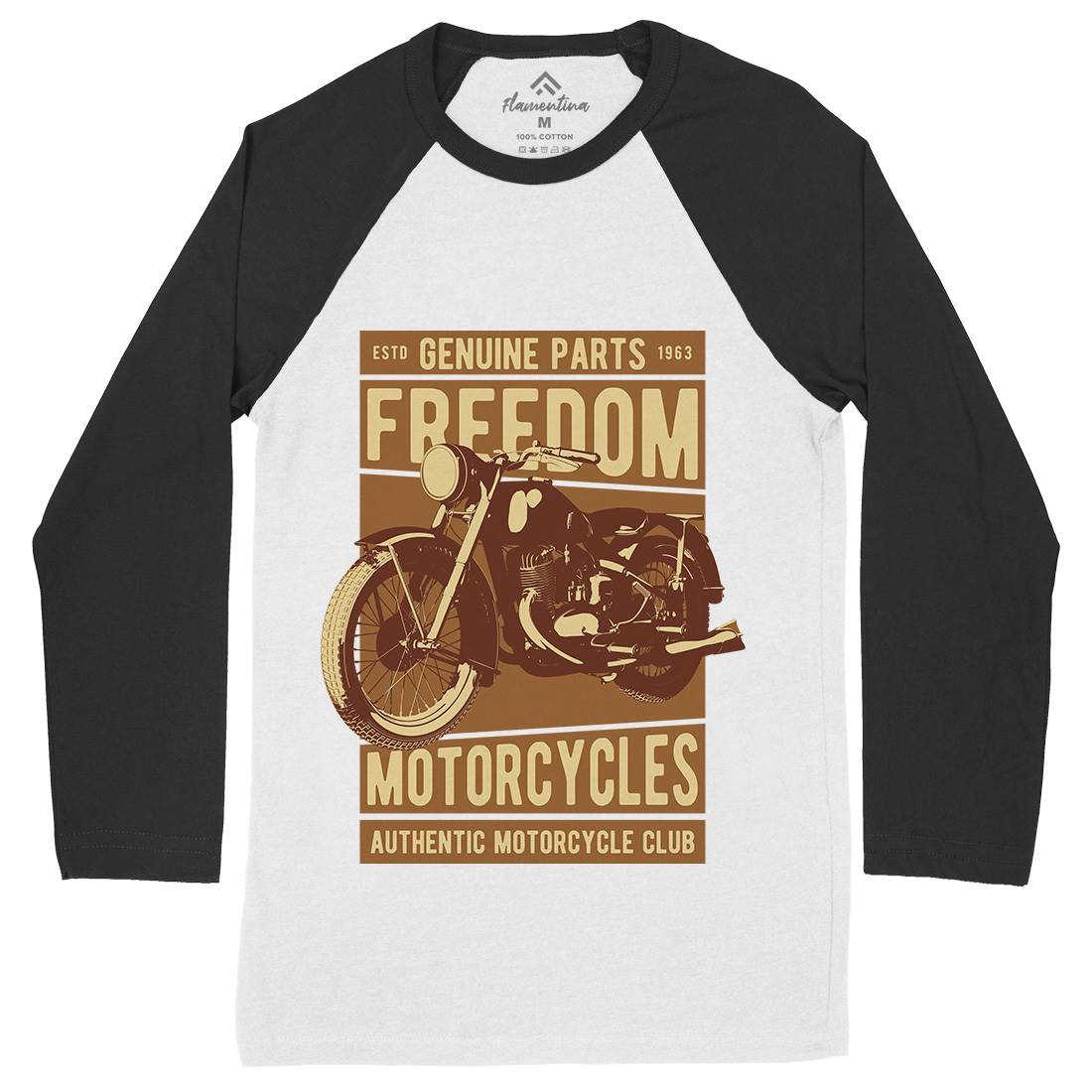 Freedom Mens Long Sleeve Baseball T-Shirt Motorcycles B317