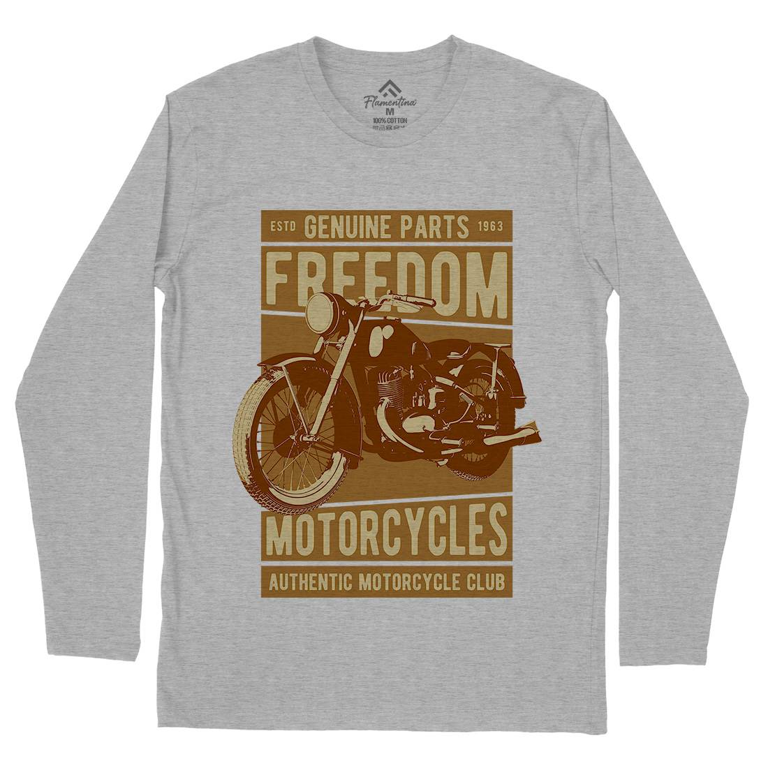 Freedom Mens Long Sleeve T-Shirt Motorcycles B317