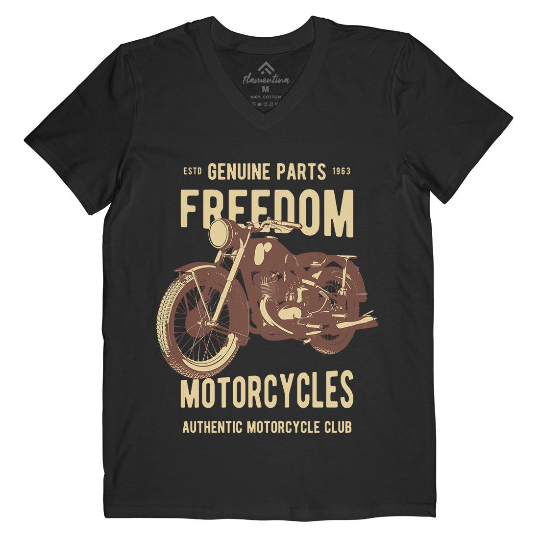Freedom Mens V-Neck T-Shirt Motorcycles B317