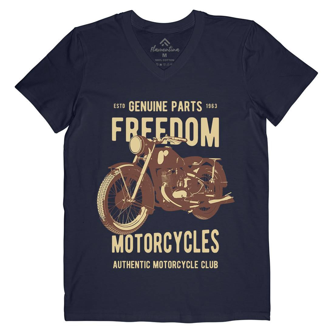 Freedom Mens Organic V-Neck T-Shirt Motorcycles B317