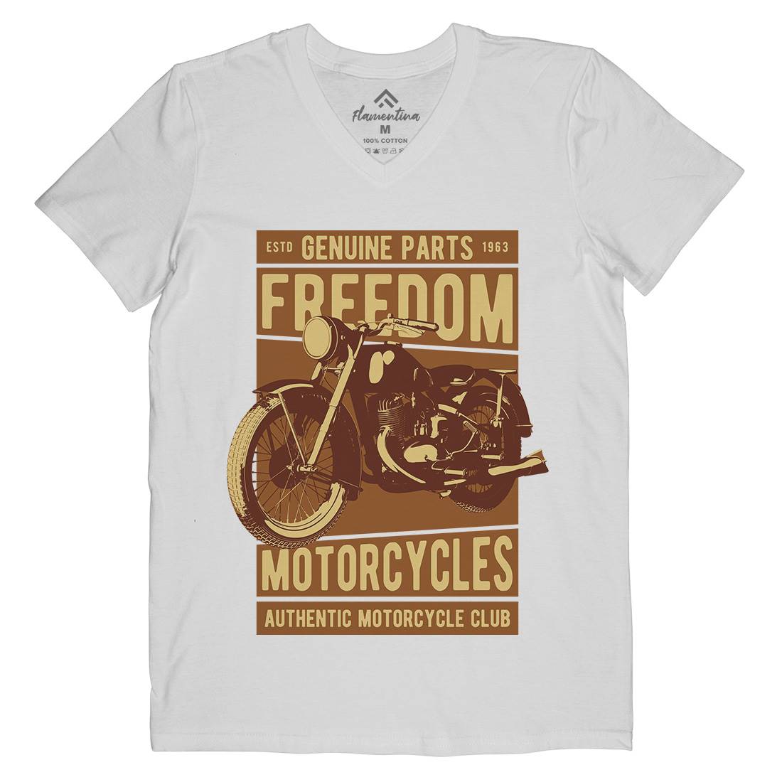 Freedom Mens Organic V-Neck T-Shirt Motorcycles B317