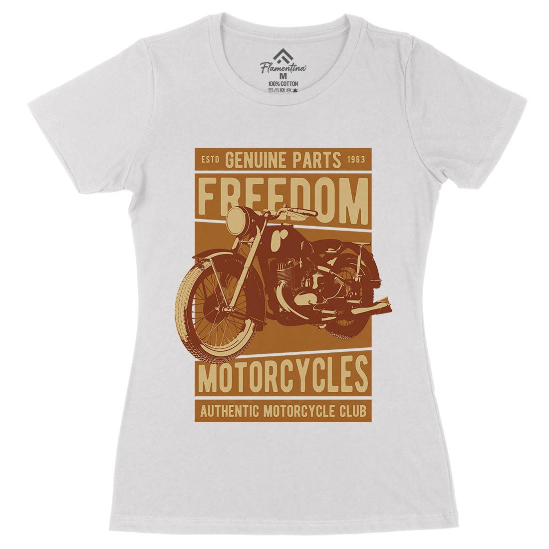 Freedom Womens Organic Crew Neck T-Shirt Motorcycles B317