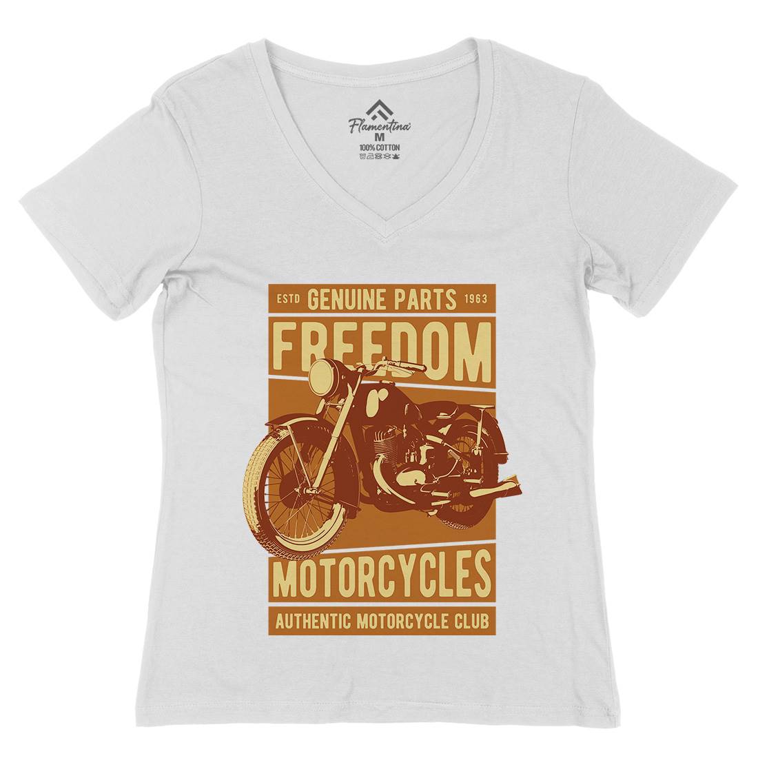 Freedom Womens Organic V-Neck T-Shirt Motorcycles B317