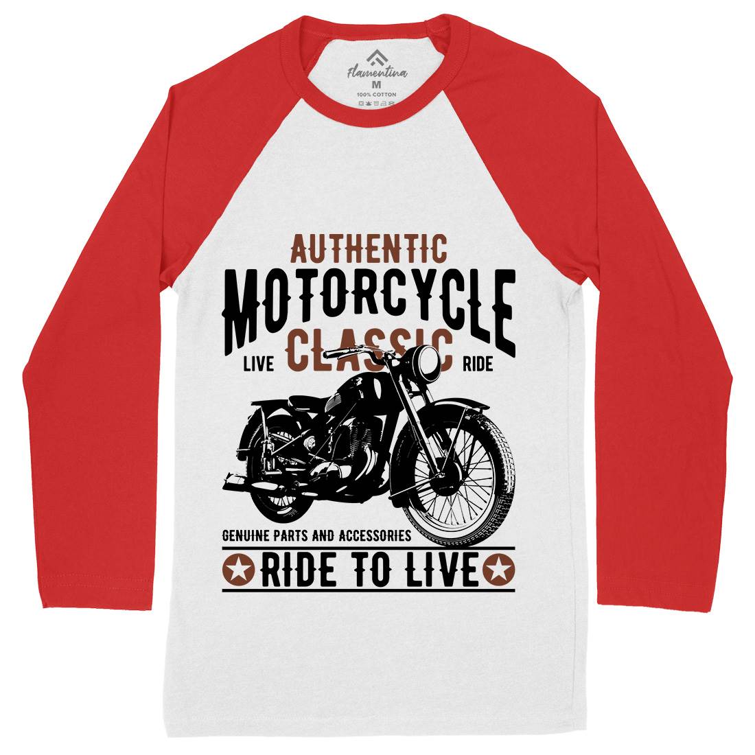 Classic Mens Long Sleeve Baseball T-Shirt Motorcycles B318