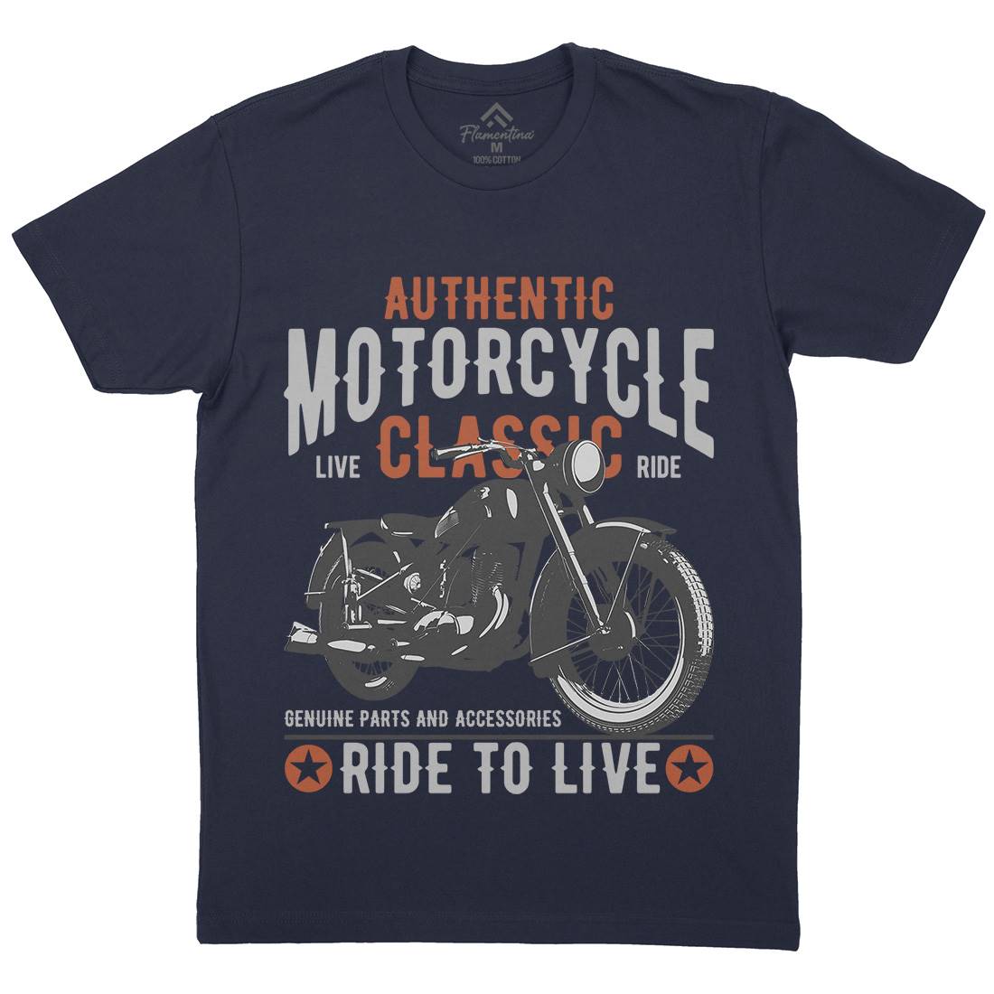 Classic Mens Organic Crew Neck T-Shirt Motorcycles B318