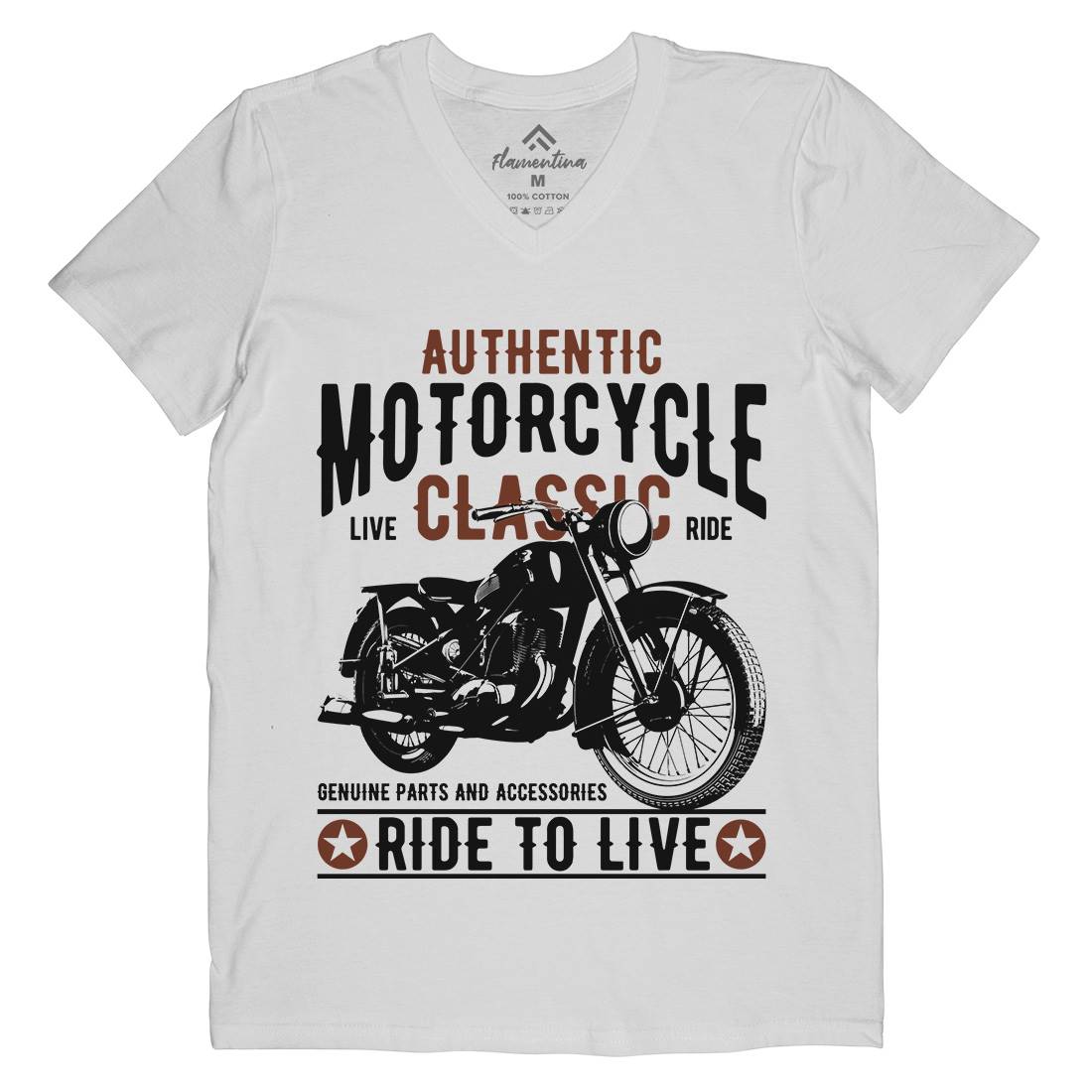 Classic Mens Organic V-Neck T-Shirt Motorcycles B318