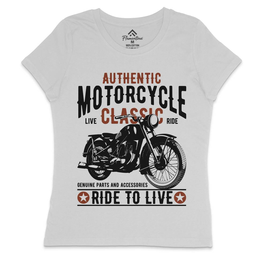 Classic Womens Crew Neck T-Shirt Motorcycles B318