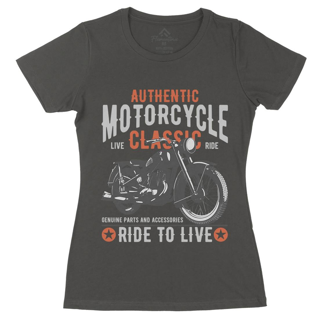 Classic Womens Organic Crew Neck T-Shirt Motorcycles B318