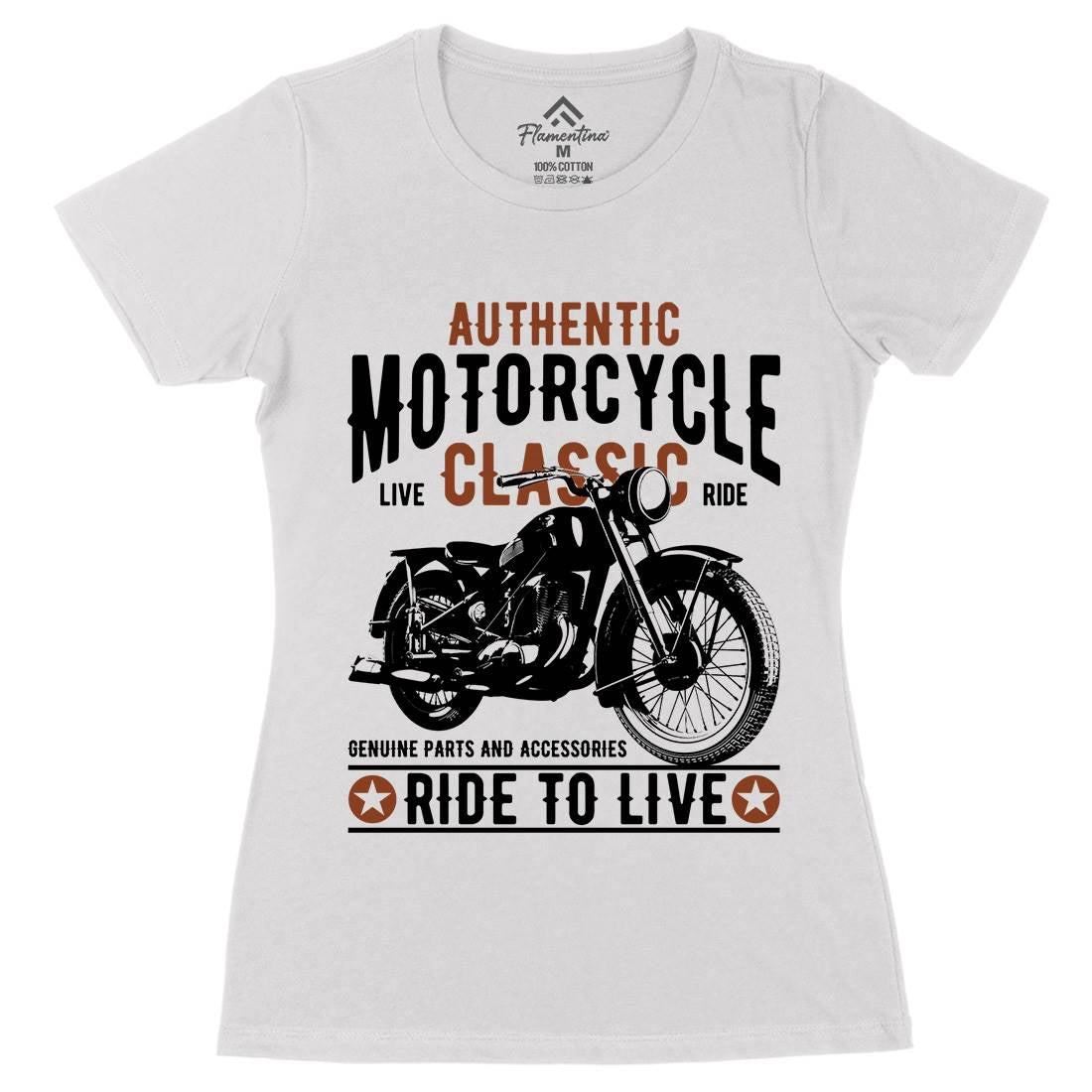 Classic Womens Organic Crew Neck T-Shirt Motorcycles B318