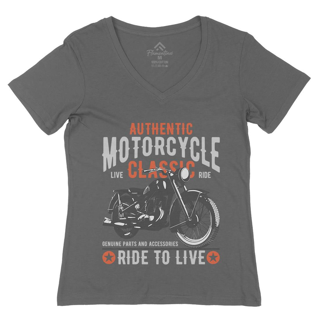 Classic Womens Organic V-Neck T-Shirt Motorcycles B318