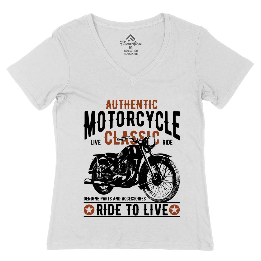 Classic Womens Organic V-Neck T-Shirt Motorcycles B318